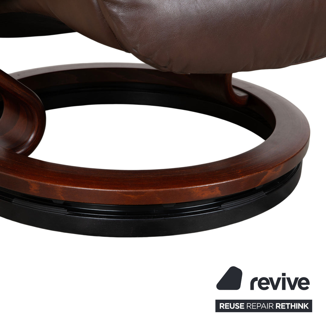 Stressless Reno Leder Holz Sessel inkl. Hocker Braun Kastanie Relaxfunktion
