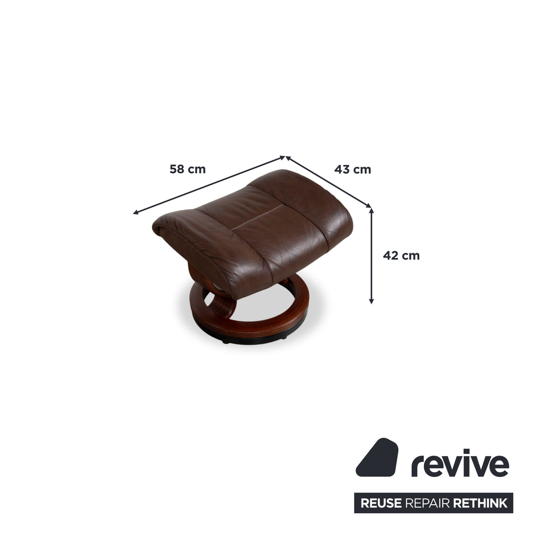 Stressless Reno Leder Holz Sessel inkl. Hocker Braun Kastanie Relaxfunktion