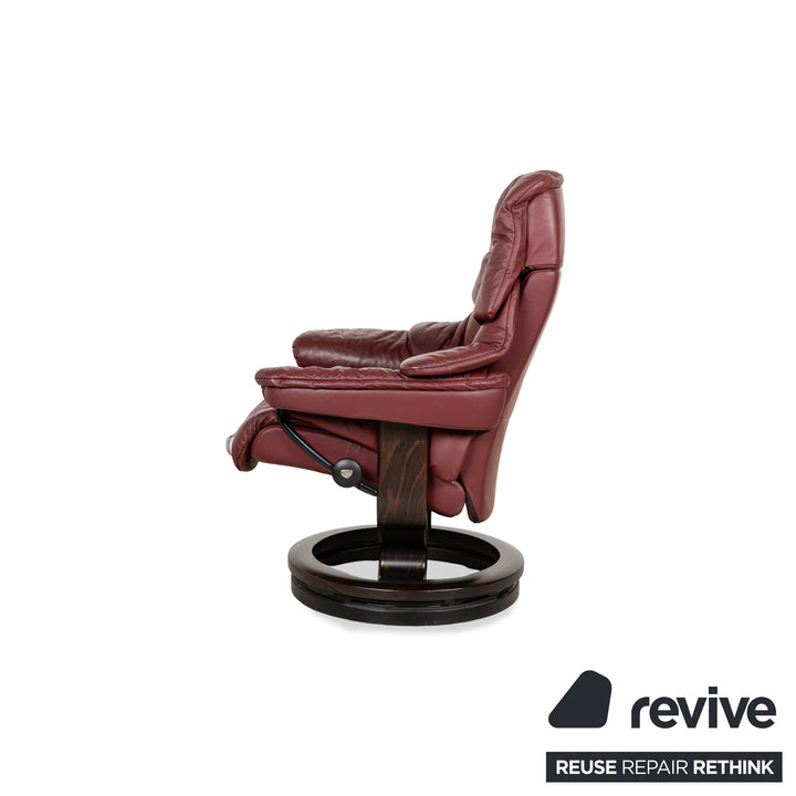 Stressless Reno Leder Holz Sessel Rot Kastanie Dunkelrot inkl. Hocker manuelle Funktion