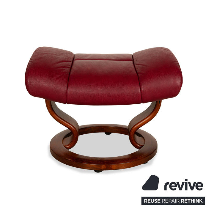 Stressless Reno Leder Holz Sessel Rot inkl. Hocker manuelle Funktion