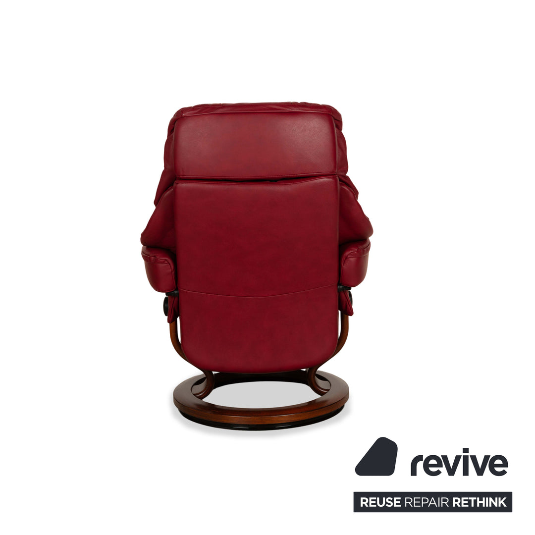 Stressless Reno Leder Holz Sessel Rot inkl. Hocker manuelle Funktion