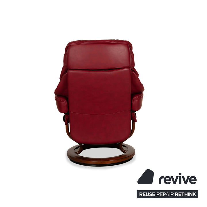 Stressless Reno Leder Holz Sessel Rot inkl. Hocker manuelle Funktion