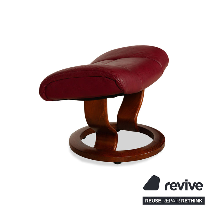 Stressless Reno Leder Holz Sessel Rot inkl. Hocker manuelle Funktion
