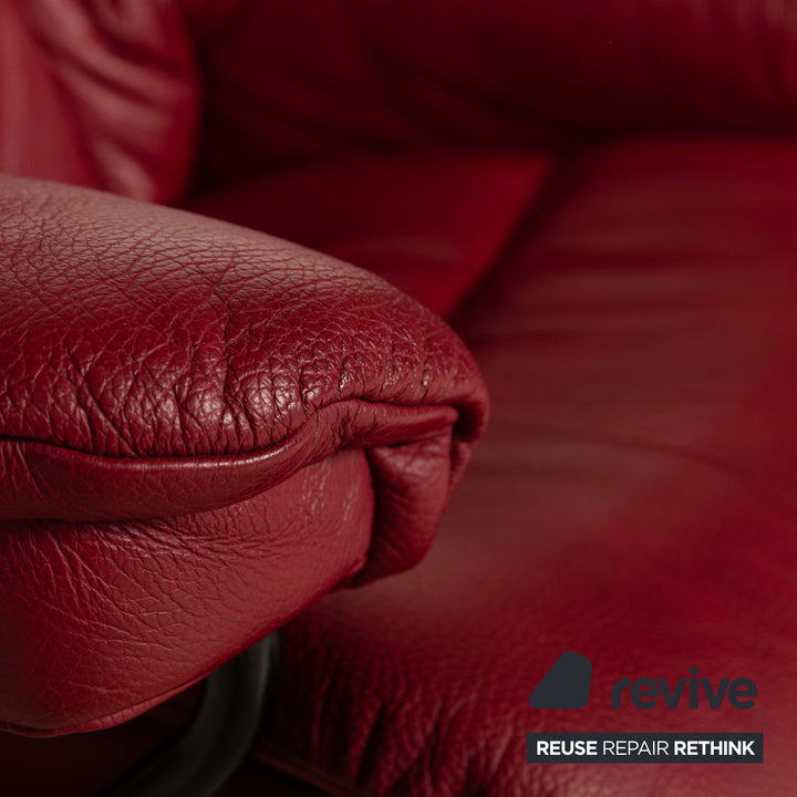 Stressless Reno Leder Holz Sessel Rot inkl. Hocker manuelle Funktion