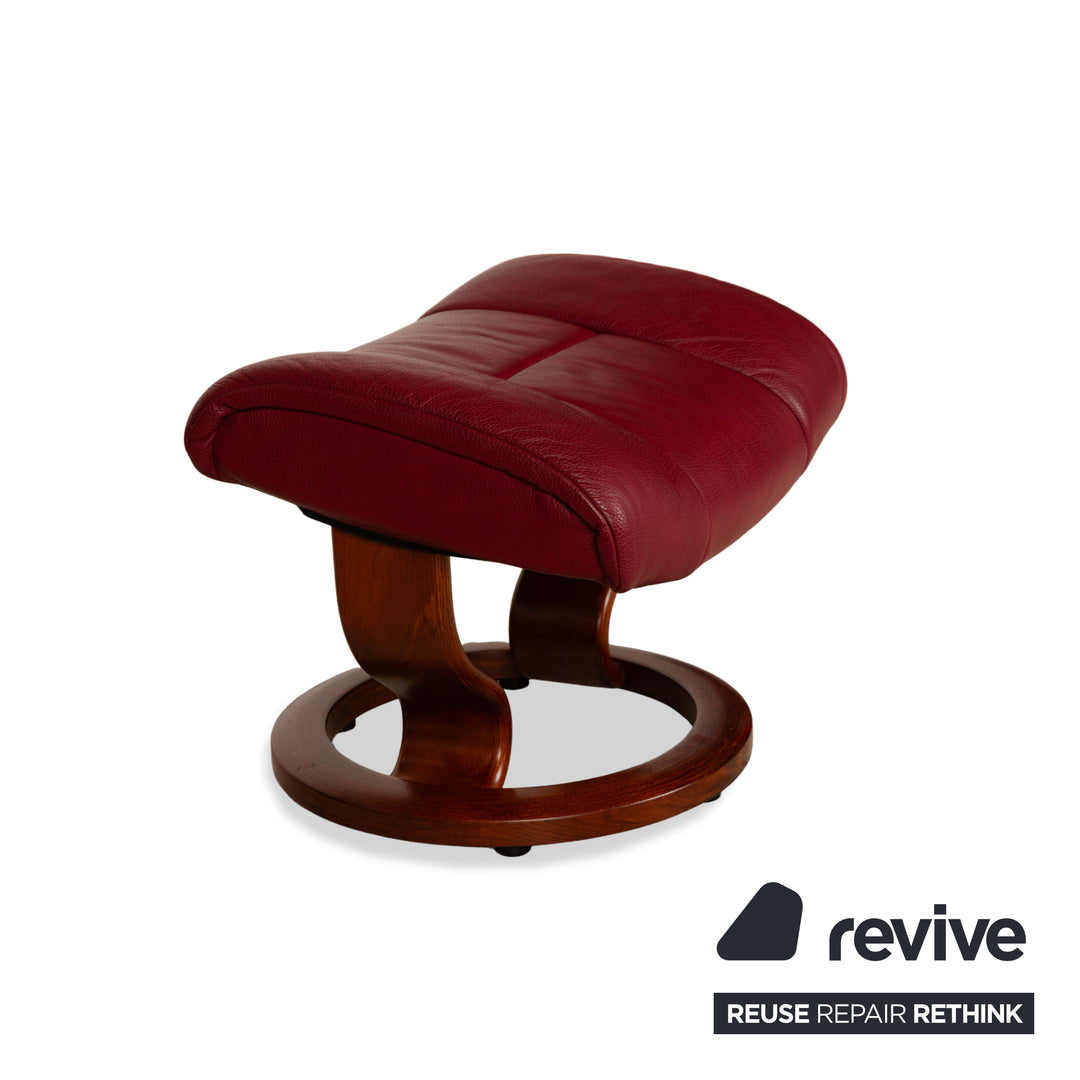 Stressless Reno Leder Holz Sessel Rot inkl. Hocker manuelle Funktion