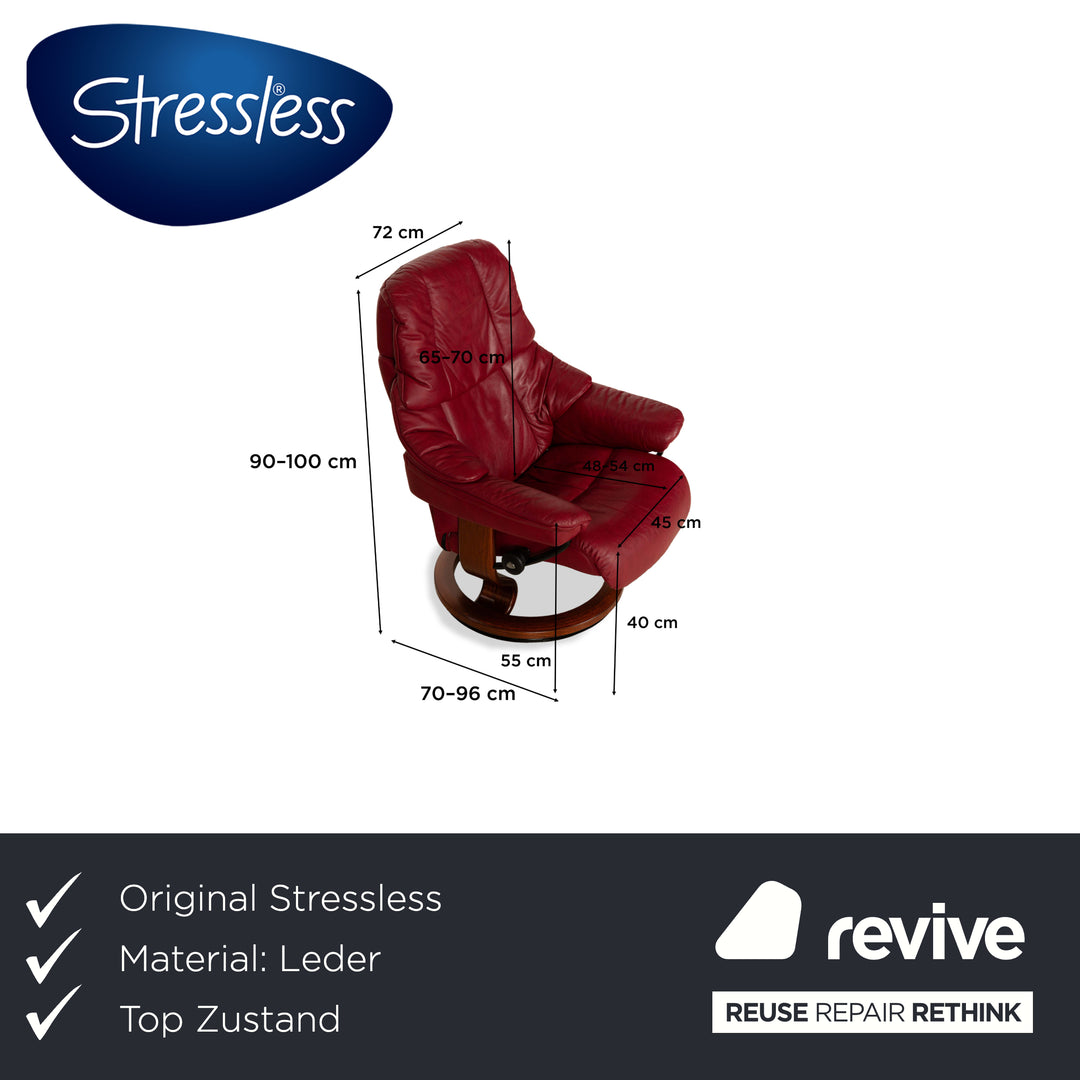 Stressless Reno Leder Holz Sessel Rot inkl. Hocker manuelle Funktion