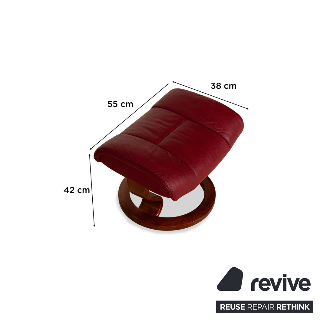 Stressless Reno Leder Holz Sessel Rot inkl. Hocker manuelle Funktion