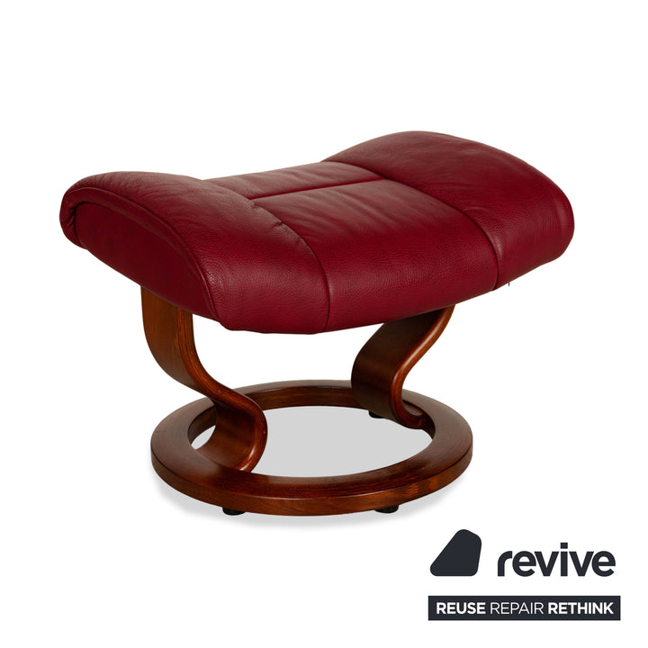 Stressless Reno Leder Holz Sessel Rot inkl. Hocker manuelle Funktion