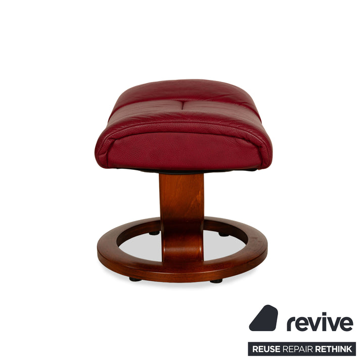 Stressless Reno Leder Holz Sessel Rot inkl. Hocker manuelle Funktion