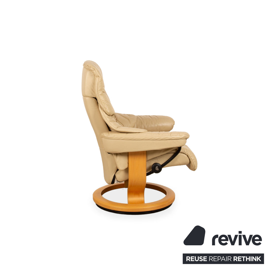 Stressless Reno leather armchair beige including stool