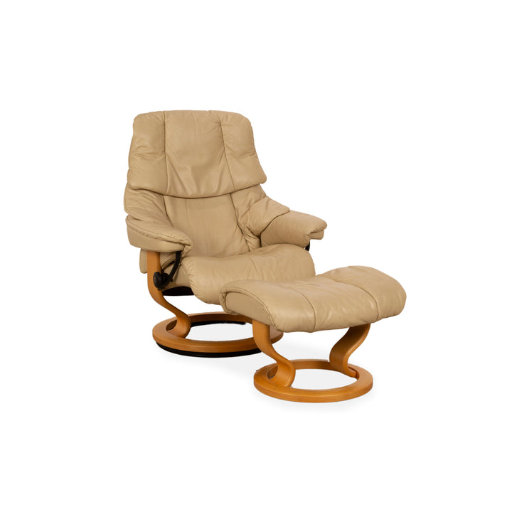 Stressless Reno leather armchair beige including stool