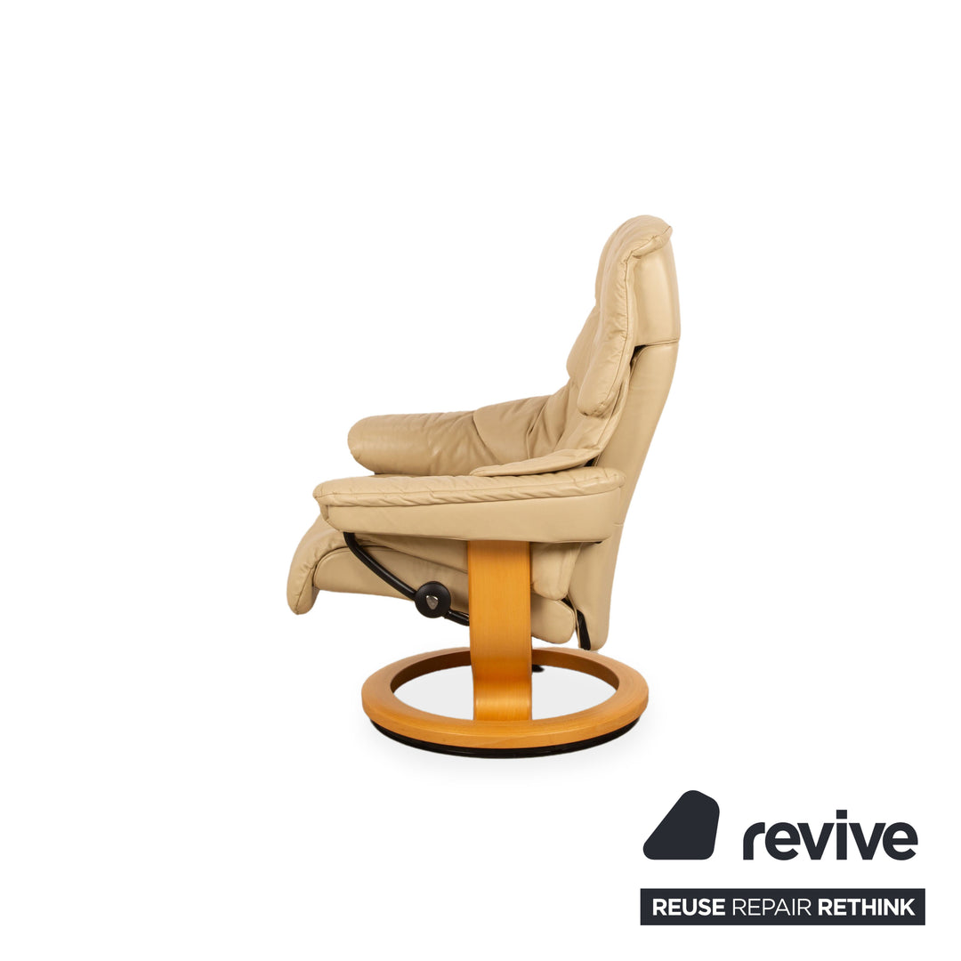 Stressless Reno leather armchair beige including stool