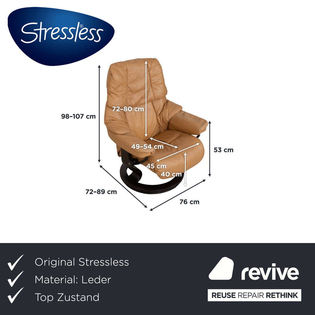 Stressless Reno Leder Sessel Beige inkl. Hocker manuelle Funktion