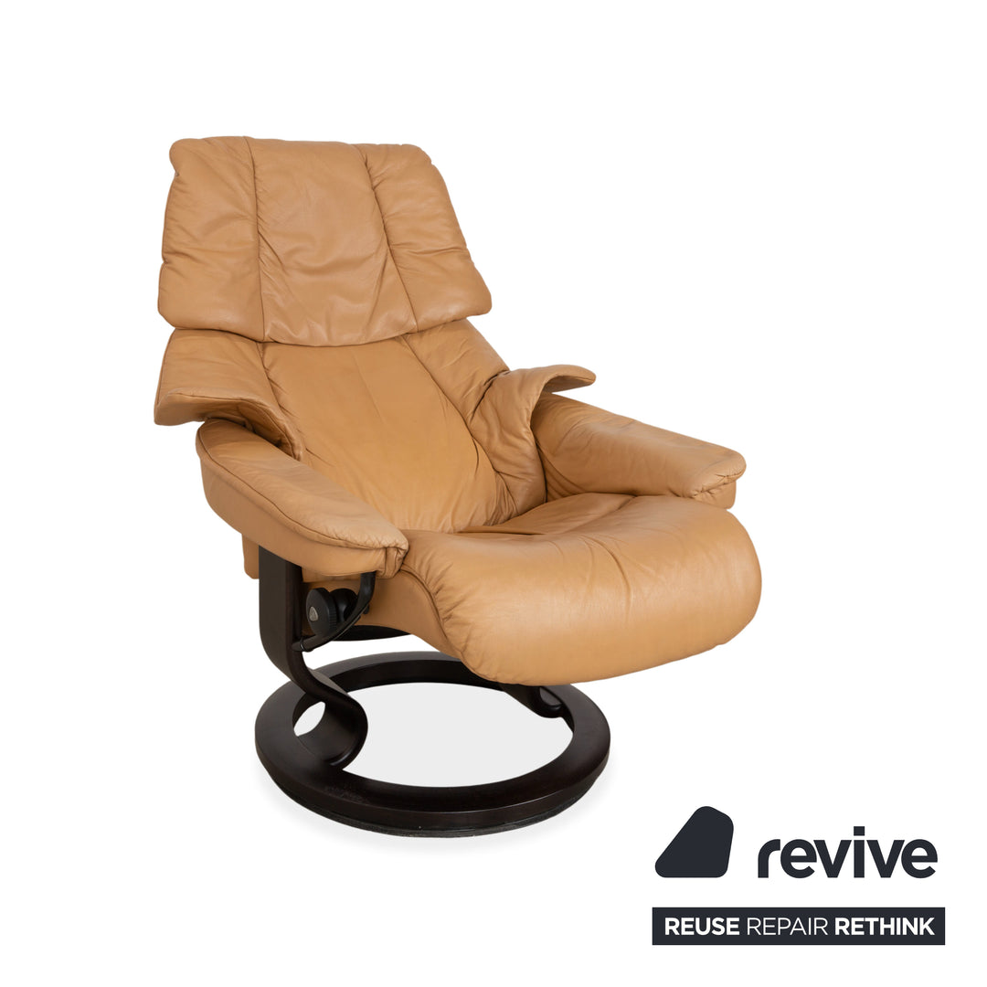 Stressless Reno Leder Sessel Beige inkl. Hocker manuelle Funktion