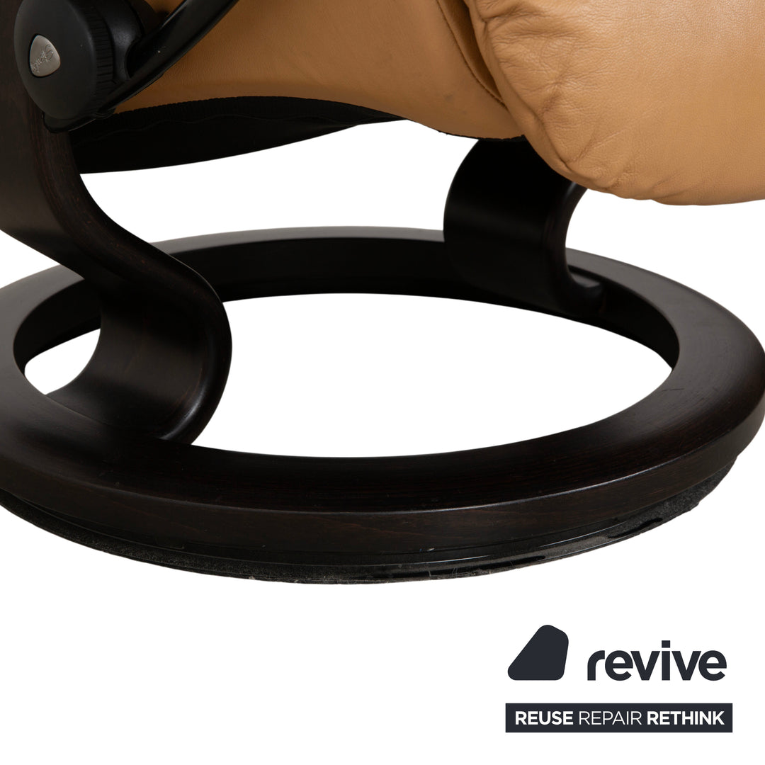 Stressless Reno Leder Sessel Beige inkl. Hocker manuelle Funktion