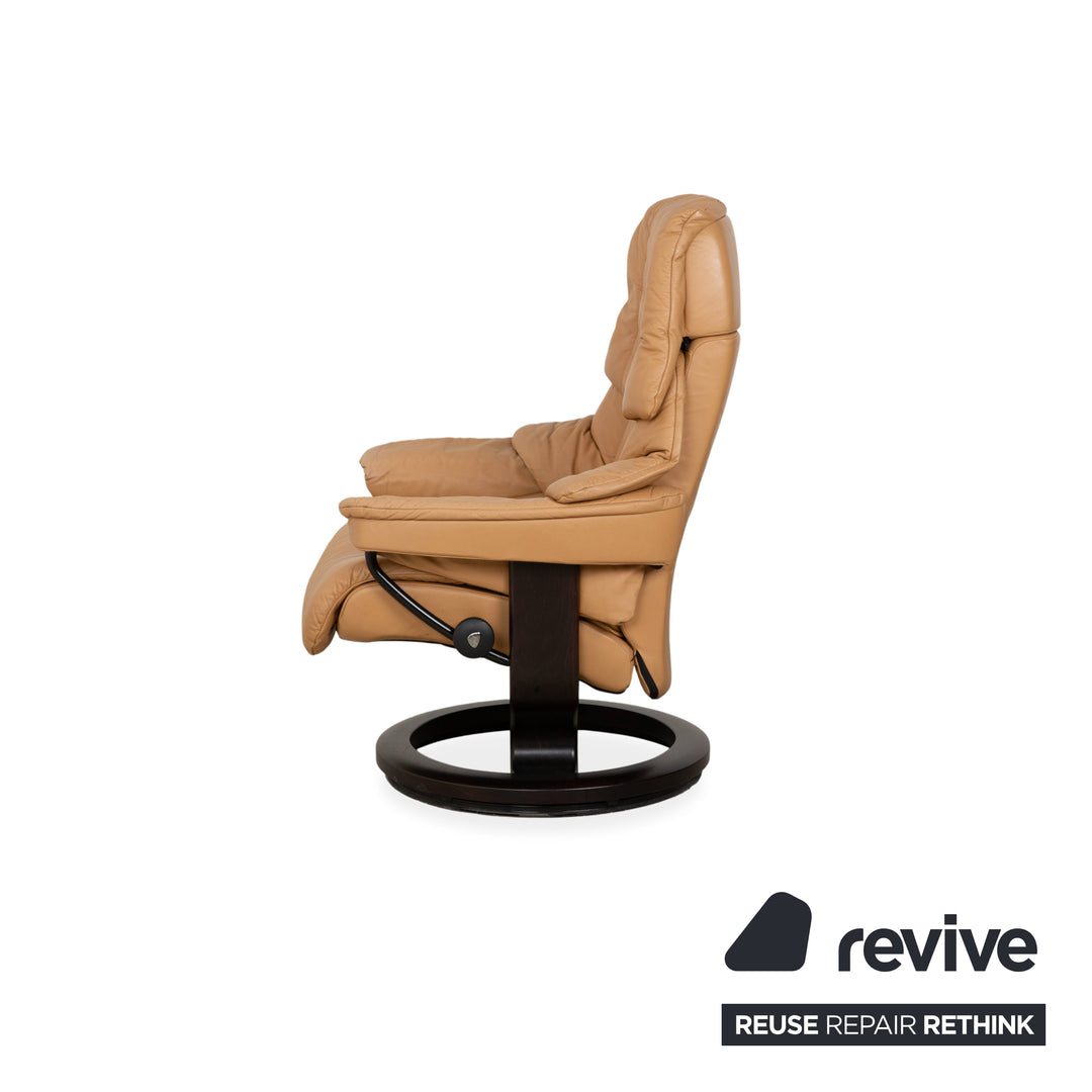 Stressless Reno Leder Sessel Beige inkl. Hocker manuelle Funktion