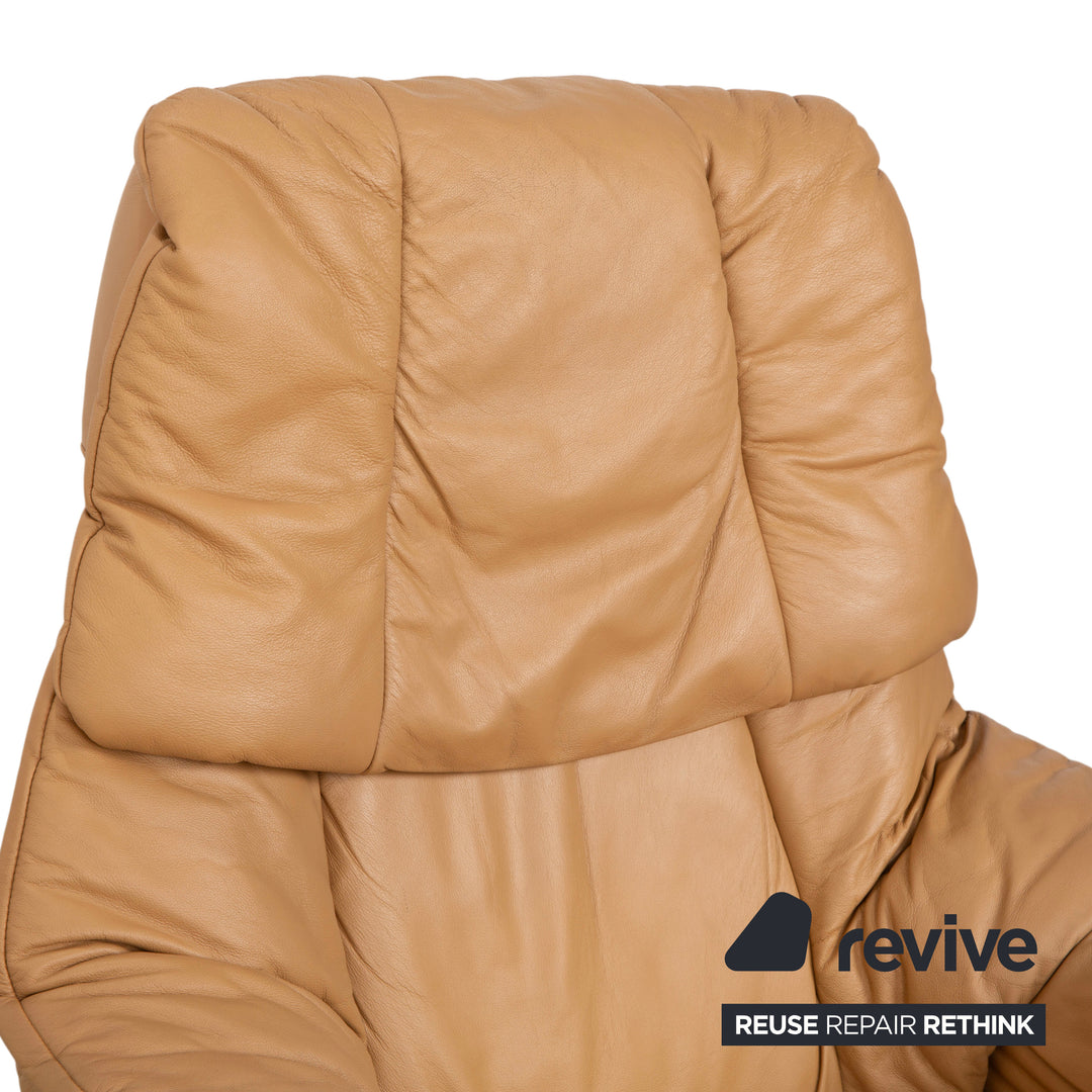 Stressless Reno Leder Sessel Beige inkl. Hocker manuelle Funktion