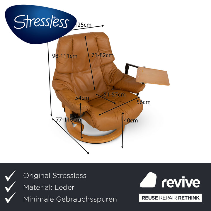 Stressless Reno Leder Sessel Beige inkl. Hocker und Tablettisch