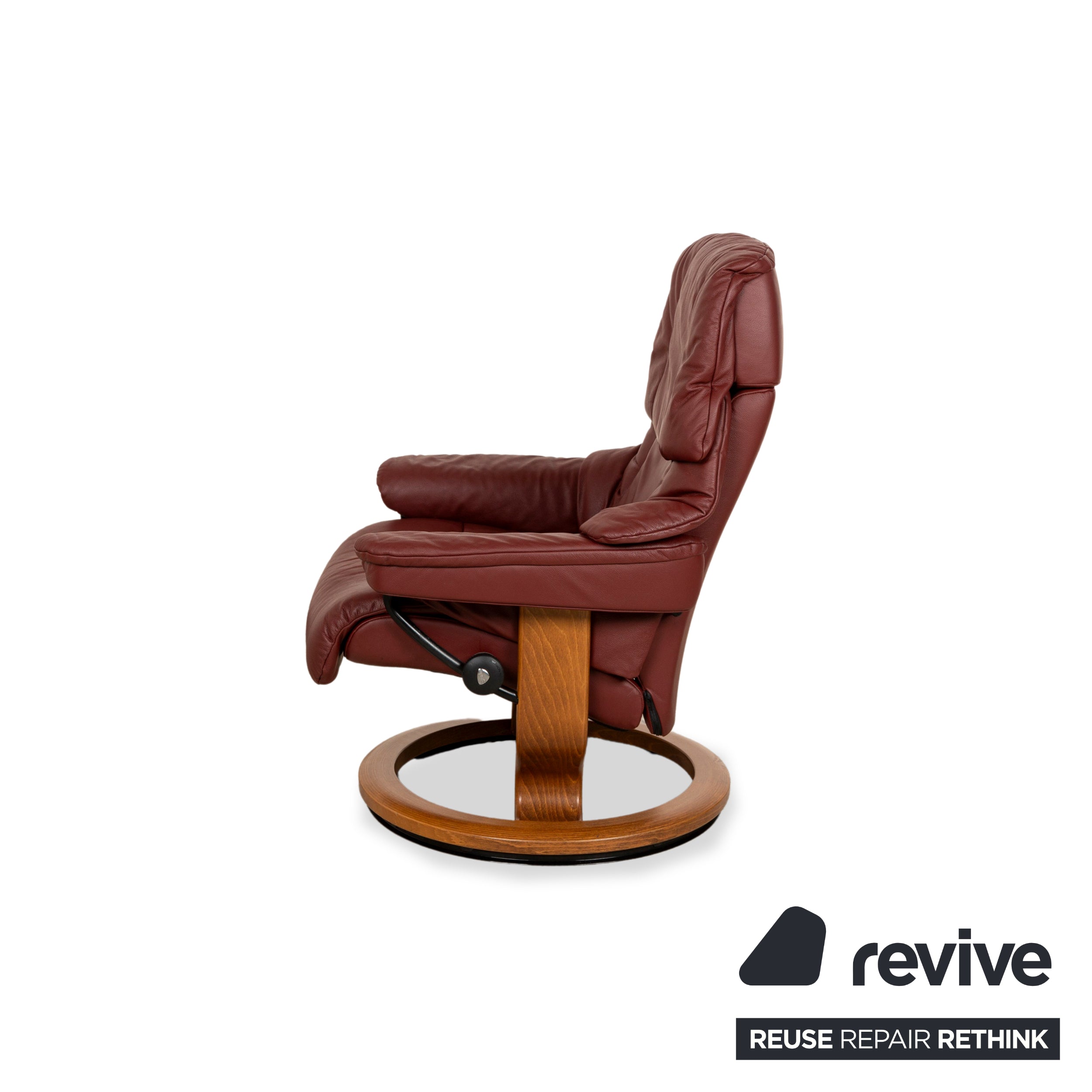 Fauteuil en cuir Stressless Reno marron marron rouge fonction manuelle fonction relaxation