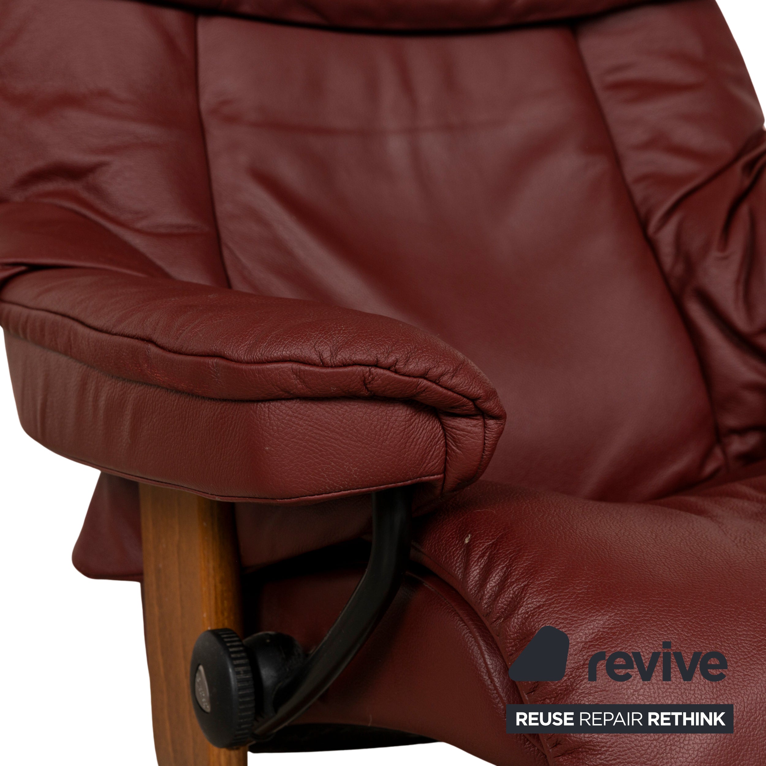 Fauteuil en cuir Stressless Reno marron marron rouge fonction manuelle fonction relaxation