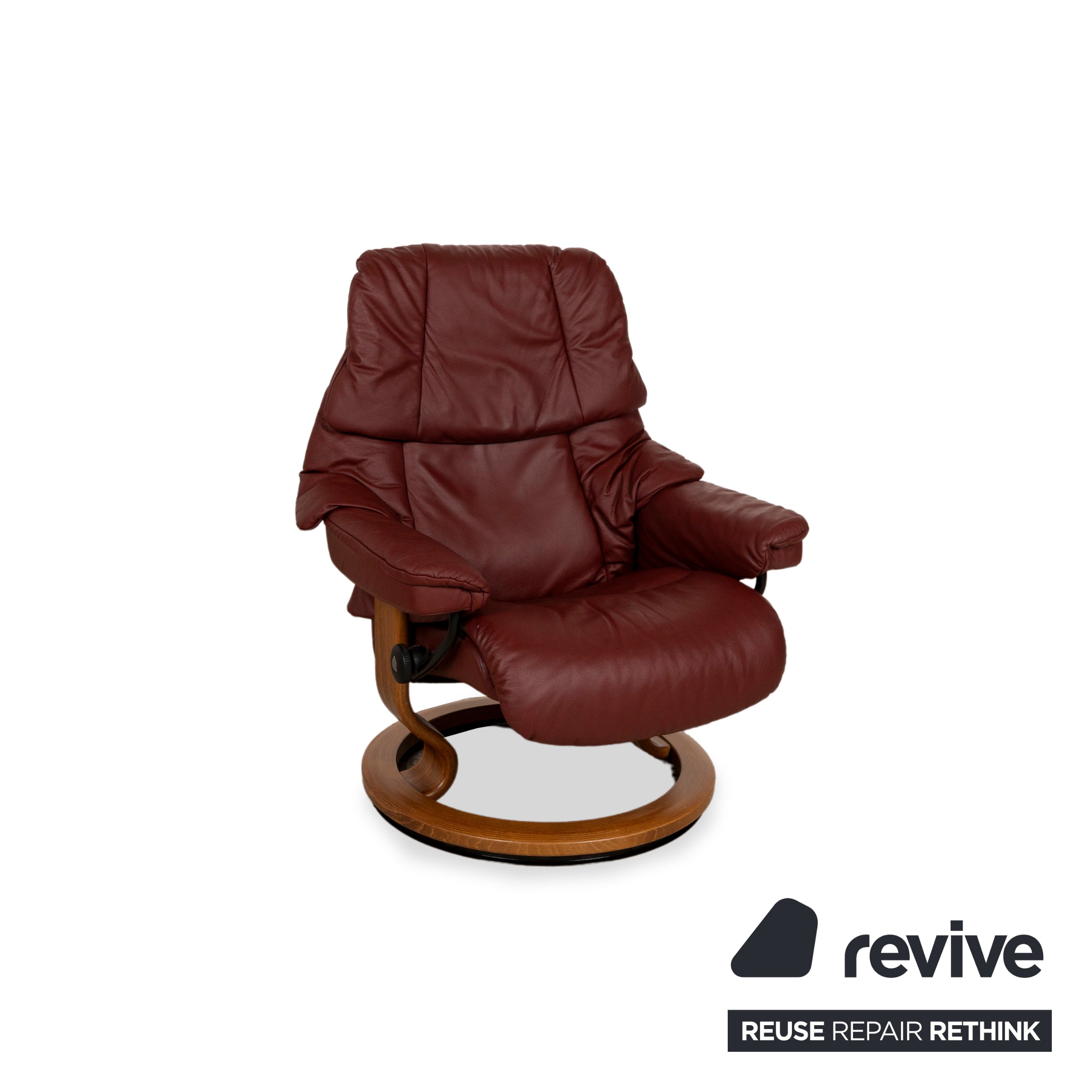 Fauteuil en cuir Stressless Reno marron marron rouge fonction manuelle fonction relaxation