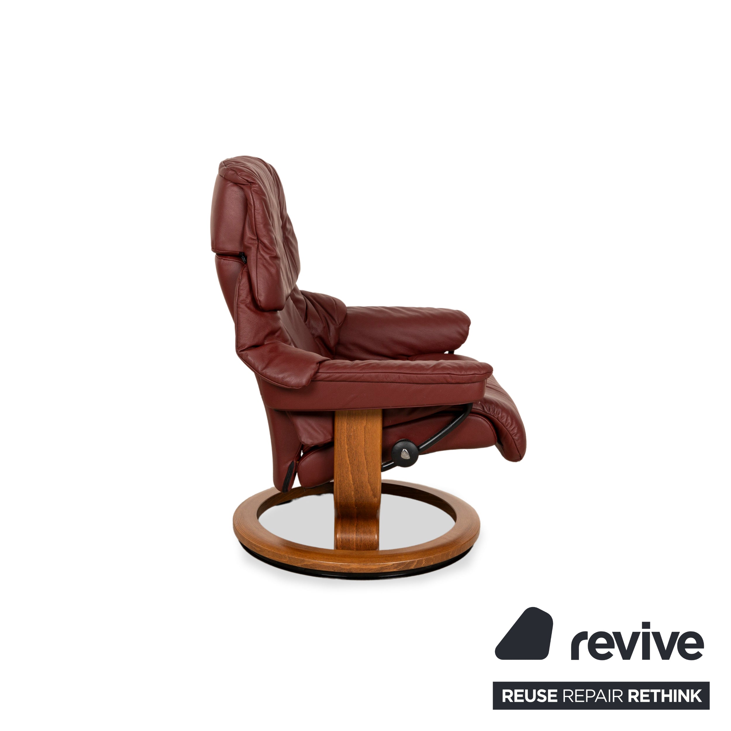 Fauteuil en cuir Stressless Reno marron marron rouge fonction manuelle fonction relaxation