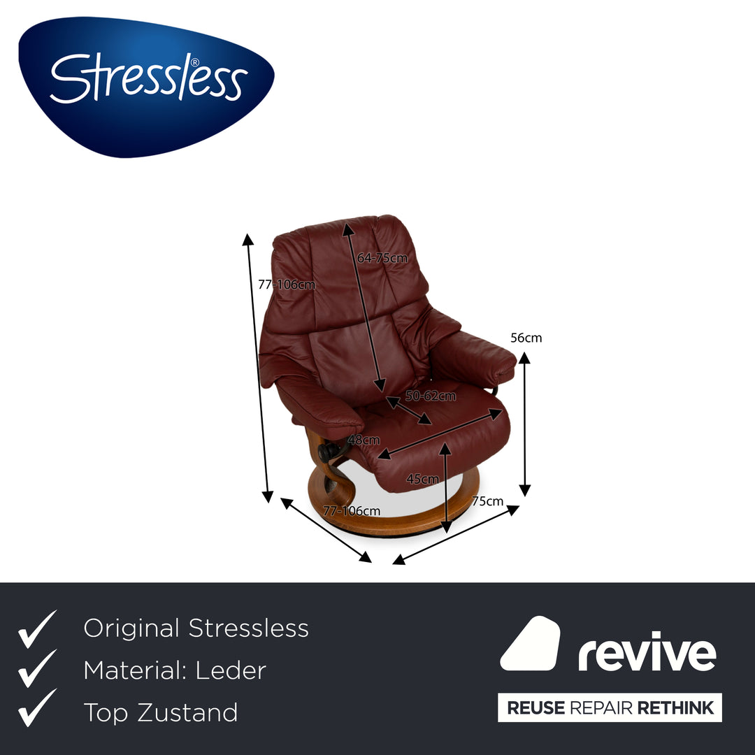 Stressless Reno Leder Sessel Braun Braunrot manuelle Funktion Relaxfunktion