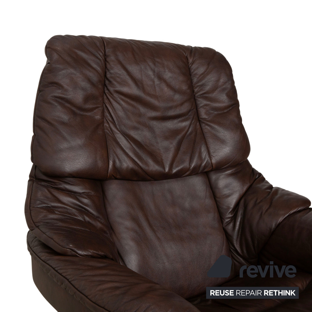 Stressless Reno Leather Recliner Brown Size M incl. Footstool Dark Brown Recliner Reclining Chair Reclining Function