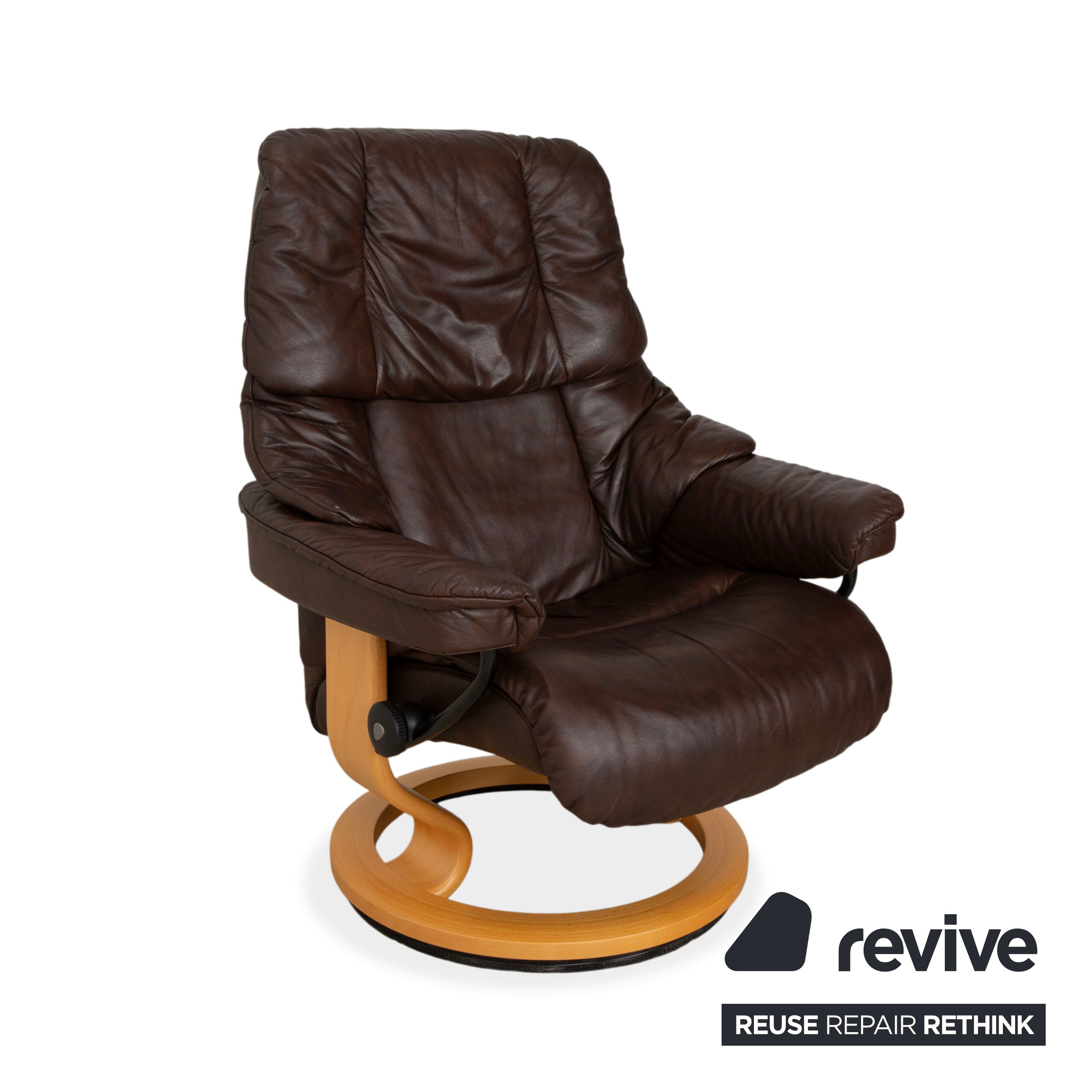 Stressless Reno Leather Recliner Brown Size M incl. Footstool Dark Brown Recliner Reclining Chair Reclining Function