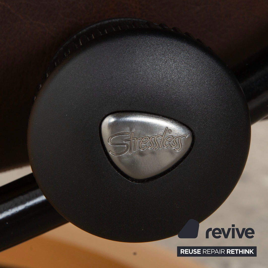 Stressless Reno Leder Sessel Braun Größe M inkl. Hocker Dunkelbraun Relaxsessel Relaxfunktion