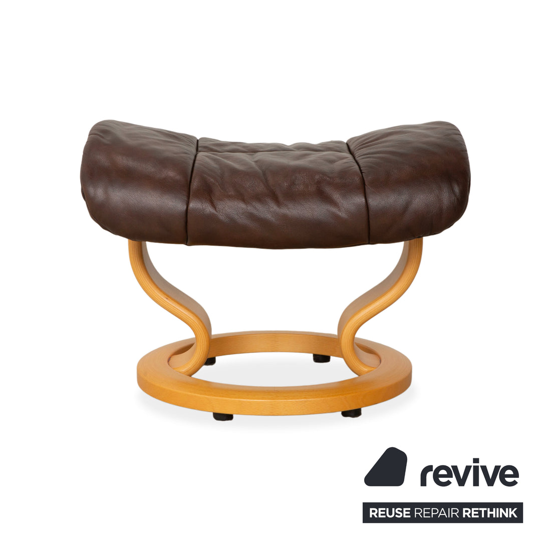 Stressless Reno Leder Sessel Braun Größe M inkl. Hocker Dunkelbraun Relaxsessel Relaxfunktion