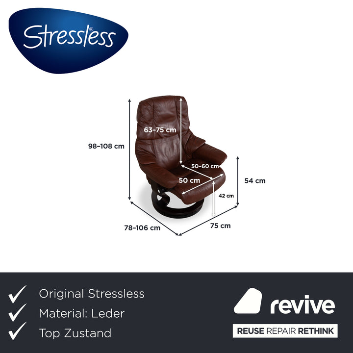 Stressless Reno Leder Sessel Braun inkl. Hocker manuelle Funktion Relaxfunktion