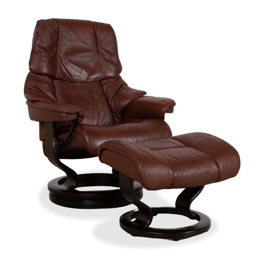 Stressless Reno Leder Sessel Braun inkl. Hocker manuelle Funktion Relaxfunktion