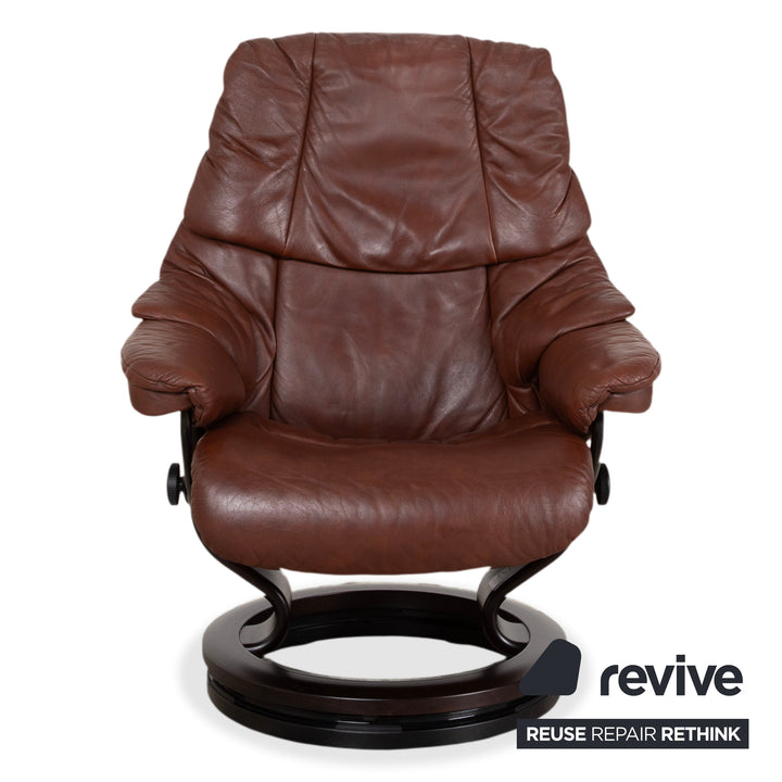 Stressless Reno Leder Sessel Braun inkl. Hocker manuelle Funktion Relaxfunktion