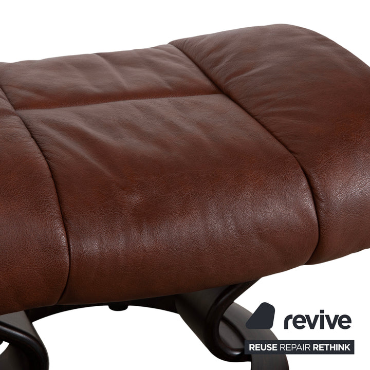 Fauteuil en cuir Stressless Reno marron avec tabouret fonction manuelle fonction relaxation
