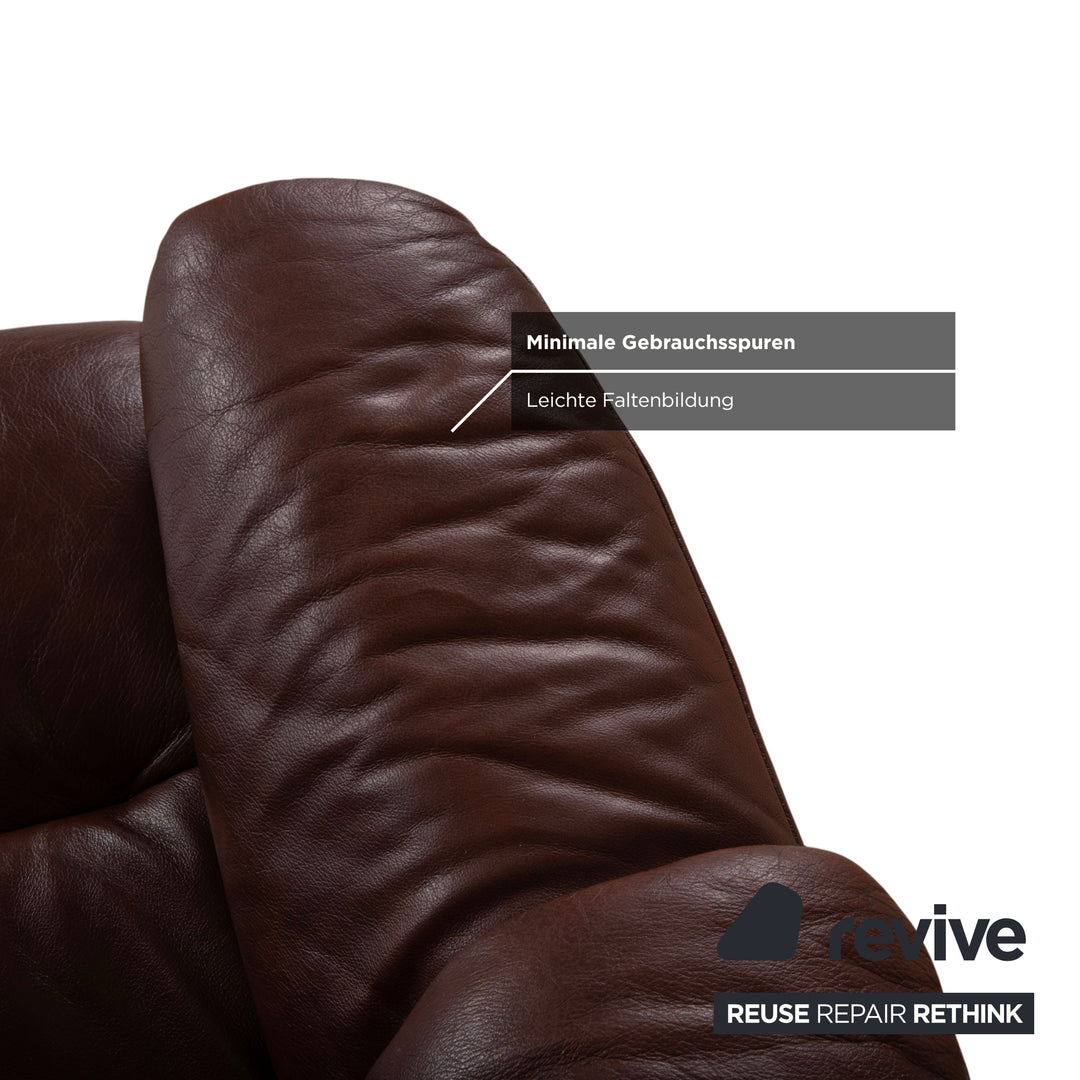 Fauteuil en cuir Stressless Reno marron avec tabouret fonction manuelle fonction relaxation