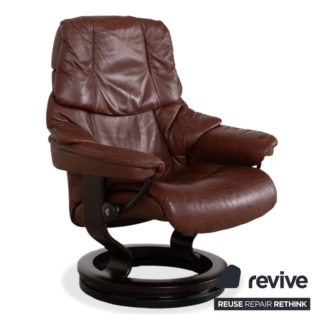 Stressless Reno Leder Sessel Braun inkl. Hocker manuelle Funktion Relaxfunktion