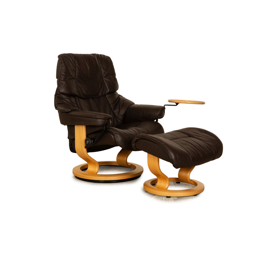 Stressless Reno leather armchair brown including stool manual function relaxation function