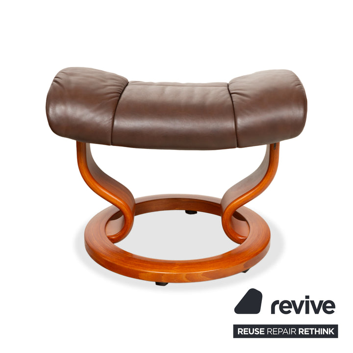 Stressless Reno Leder Sessel Braun inkl. Hocker manuelle Funktion Relaxfunktion