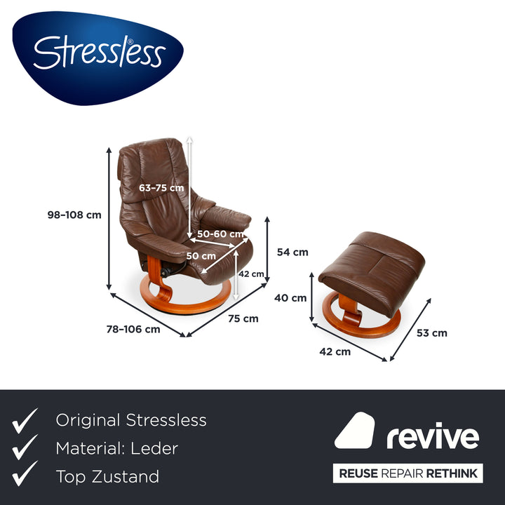 Stressless Reno Leder Sessel Braun inkl. Hocker manuelle Funktion Relaxfunktion