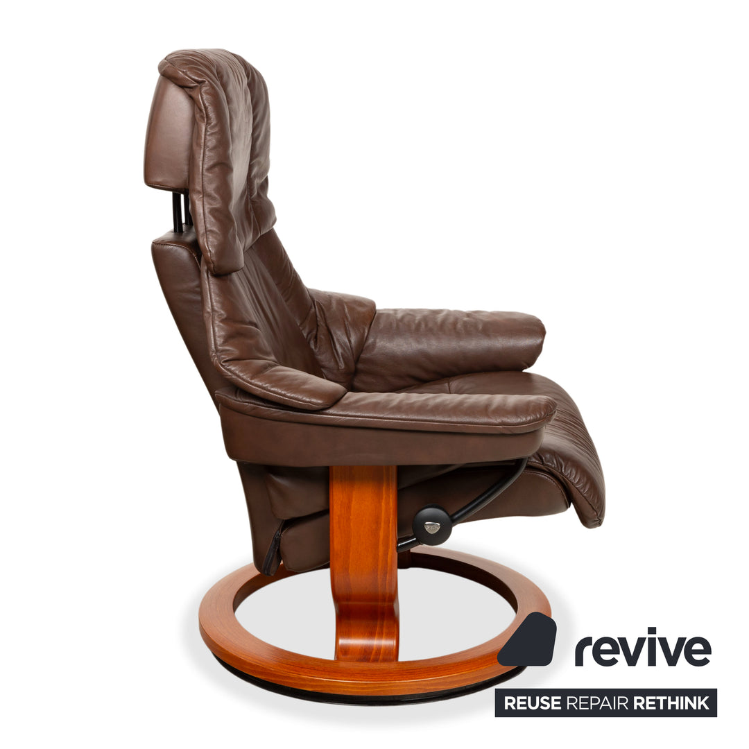 Stressless Reno Leder Sessel Braun inkl. Hocker manuelle Funktion Relaxfunktion