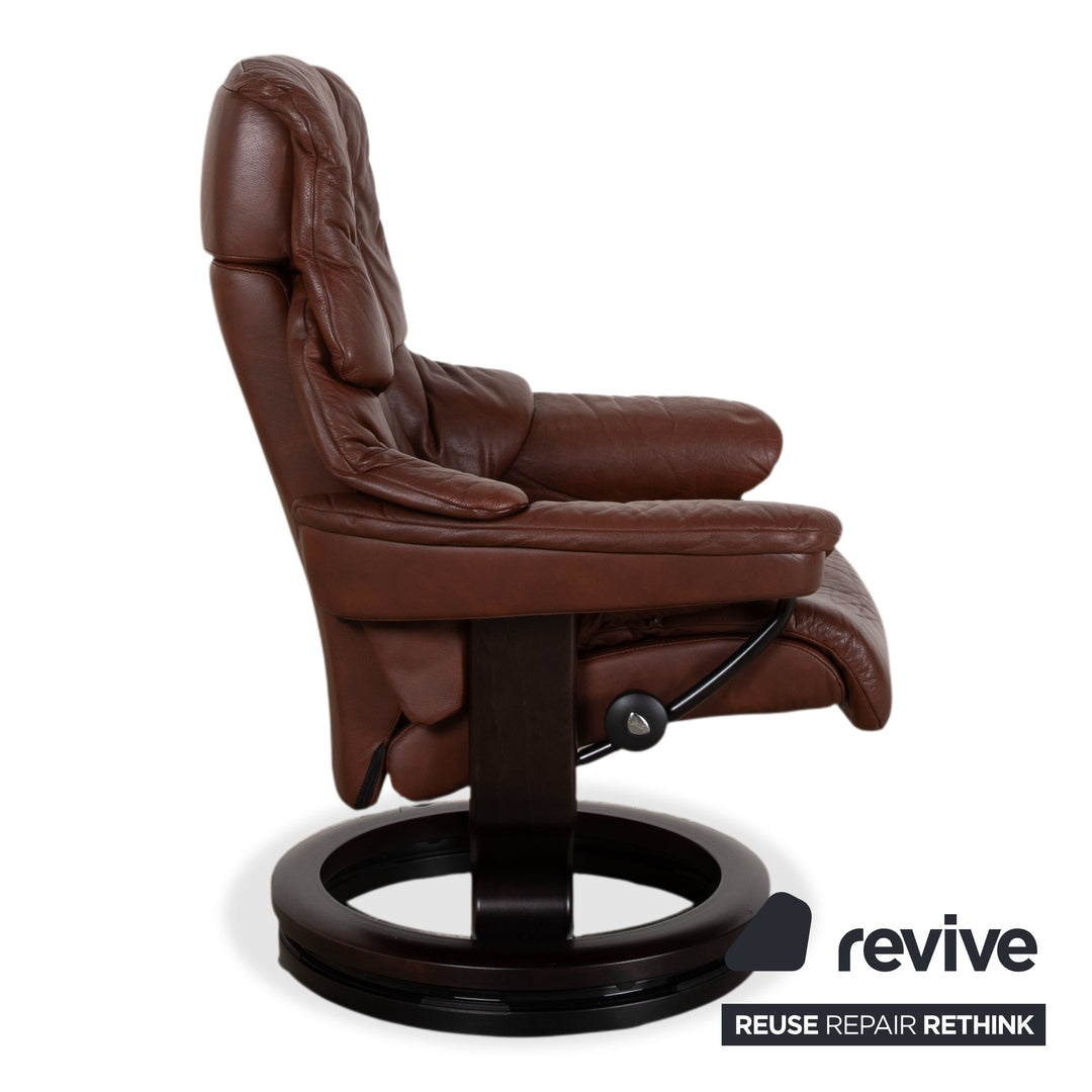 Stressless Reno Leder Sessel Braun inkl. Hocker manuelle Funktion Relaxfunktion
