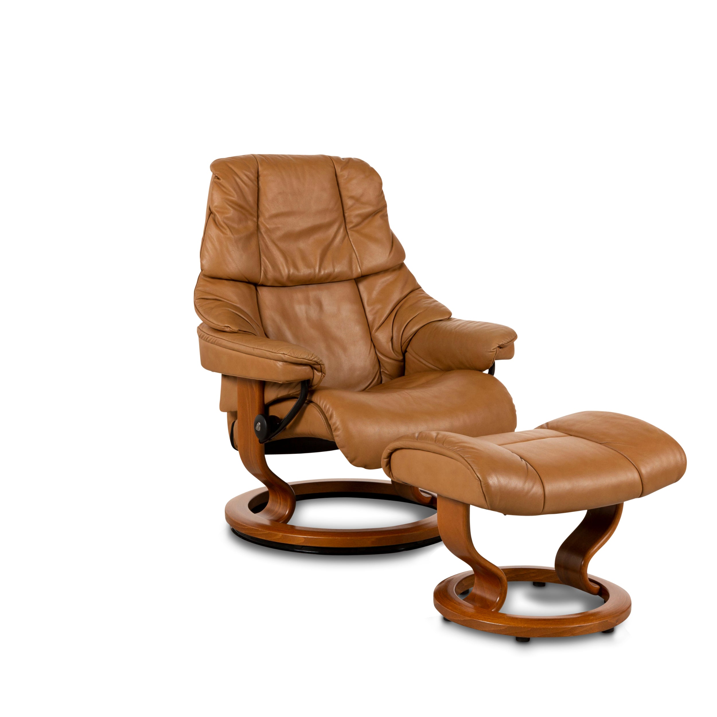 Fauteuil en cuir Stressless Reno marron fonction manuelle avec tabouret