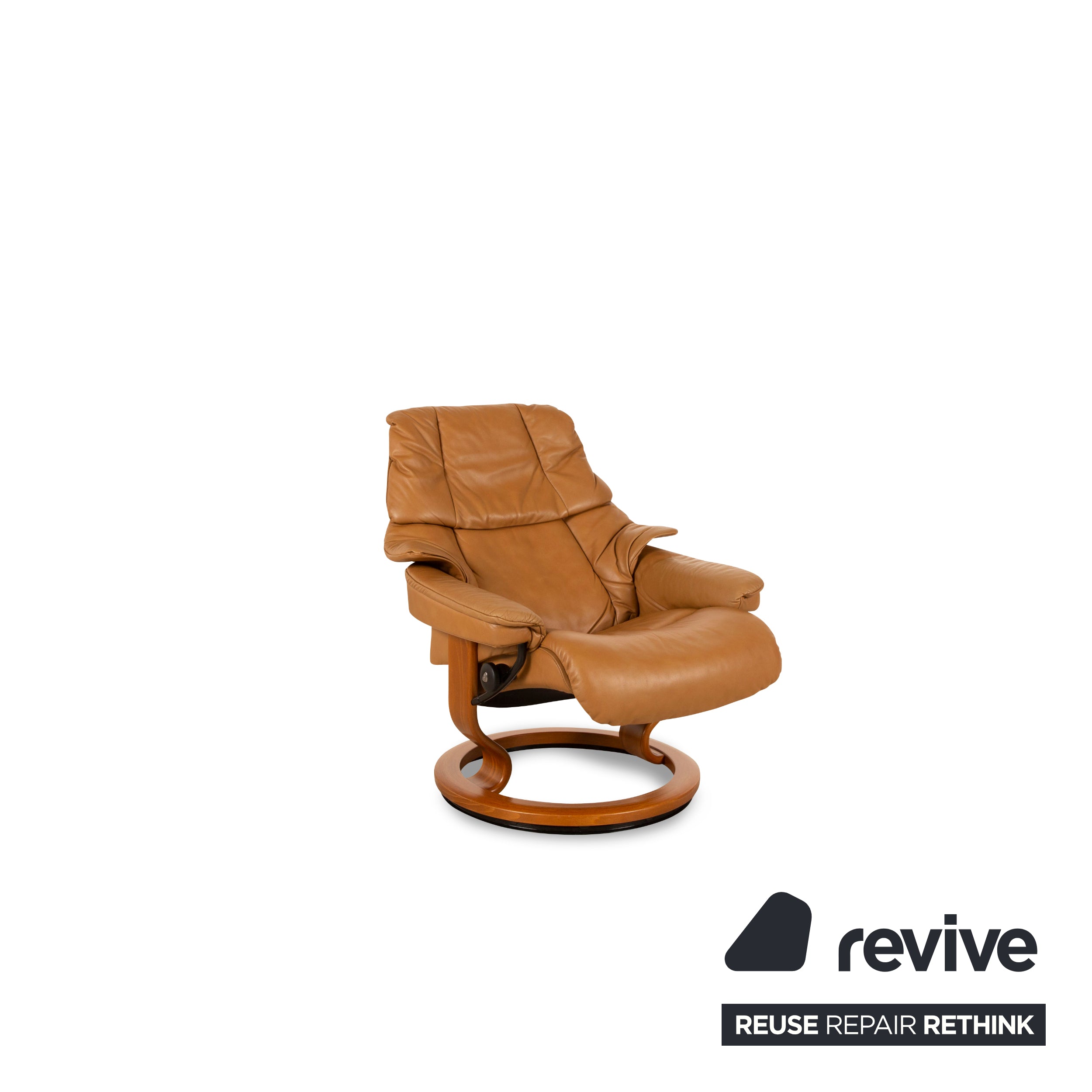 Fauteuil en cuir Stressless Reno marron fonction manuelle avec tabouret