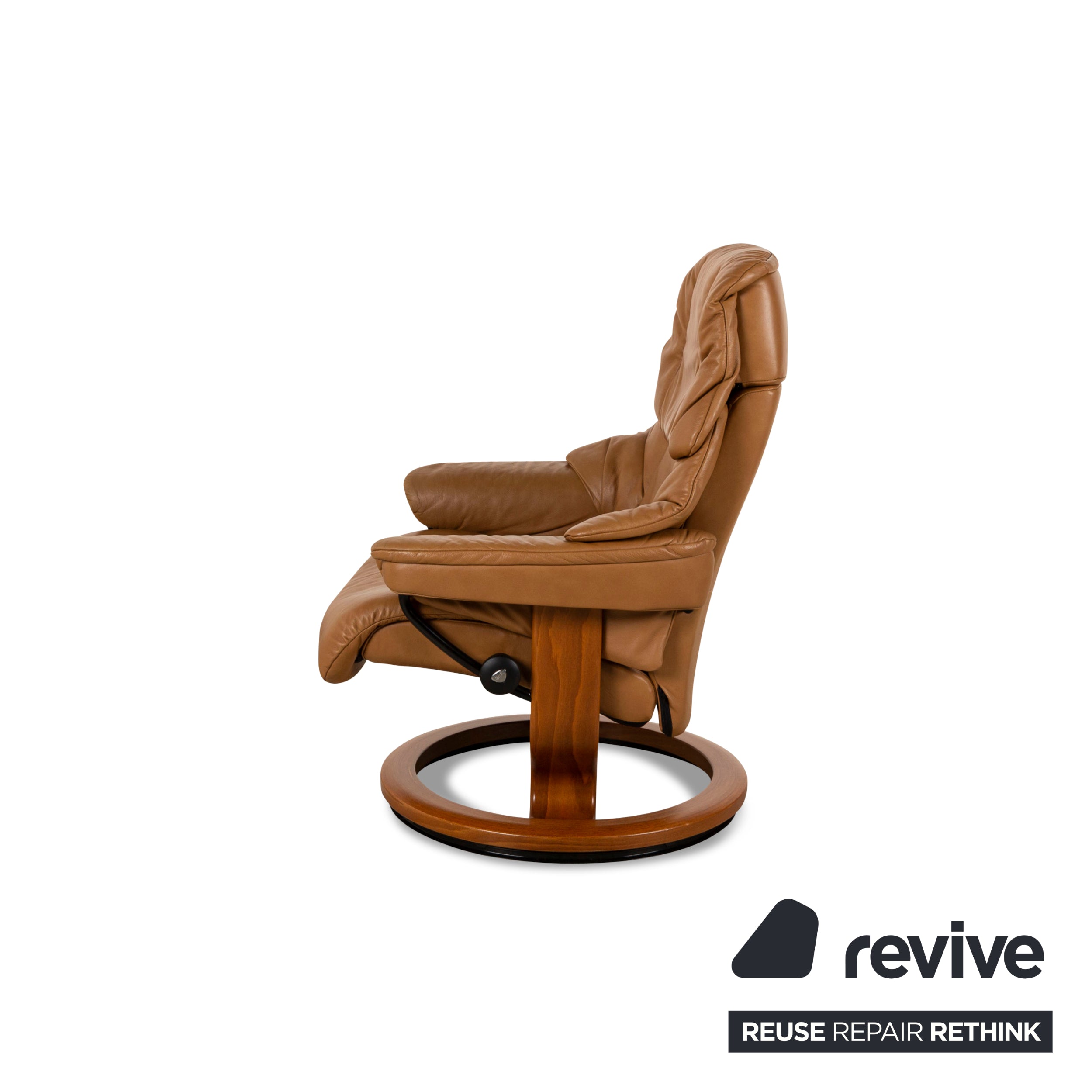 Fauteuil en cuir Stressless Reno marron fonction manuelle avec tabouret