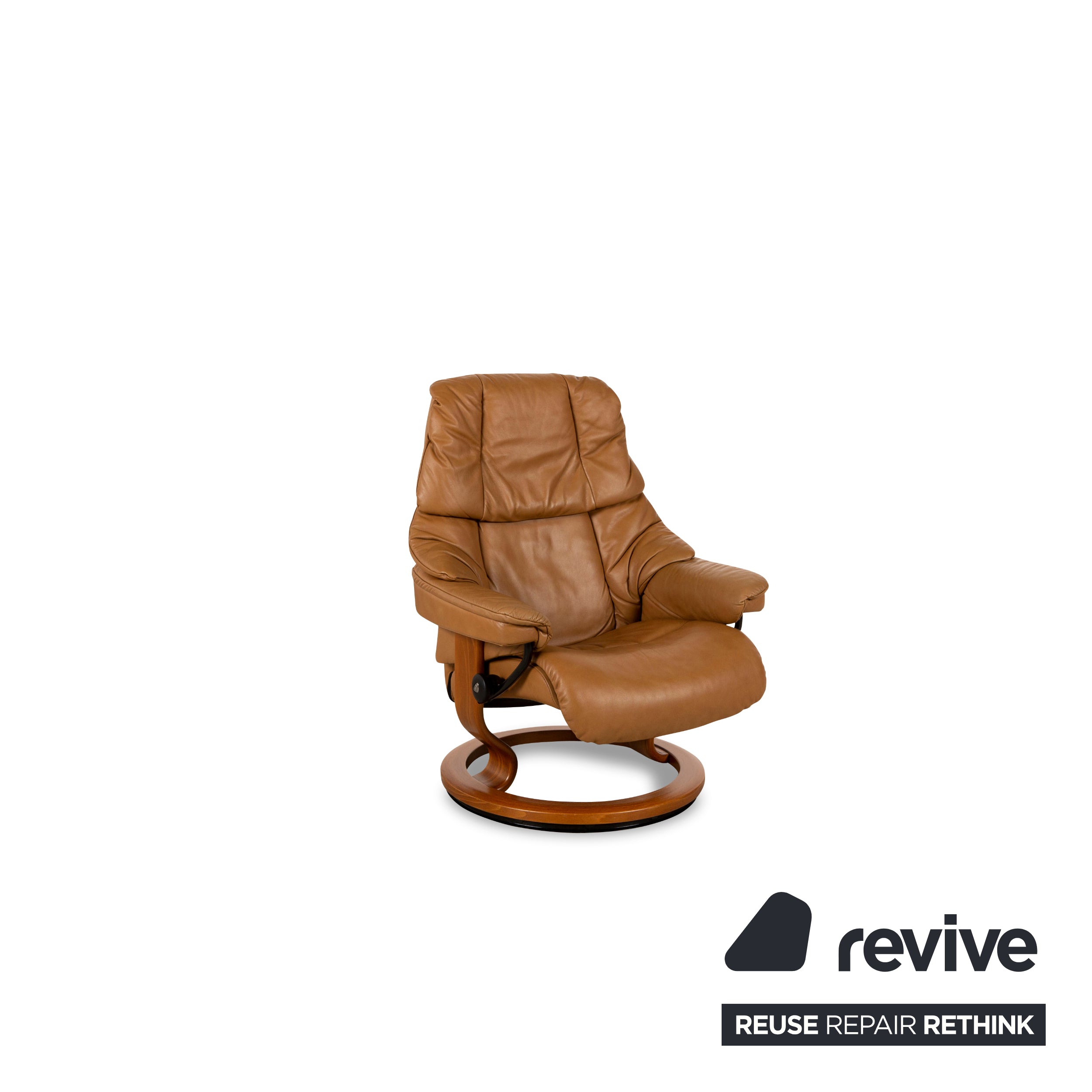 Fauteuil en cuir Stressless Reno marron fonction manuelle avec tabouret