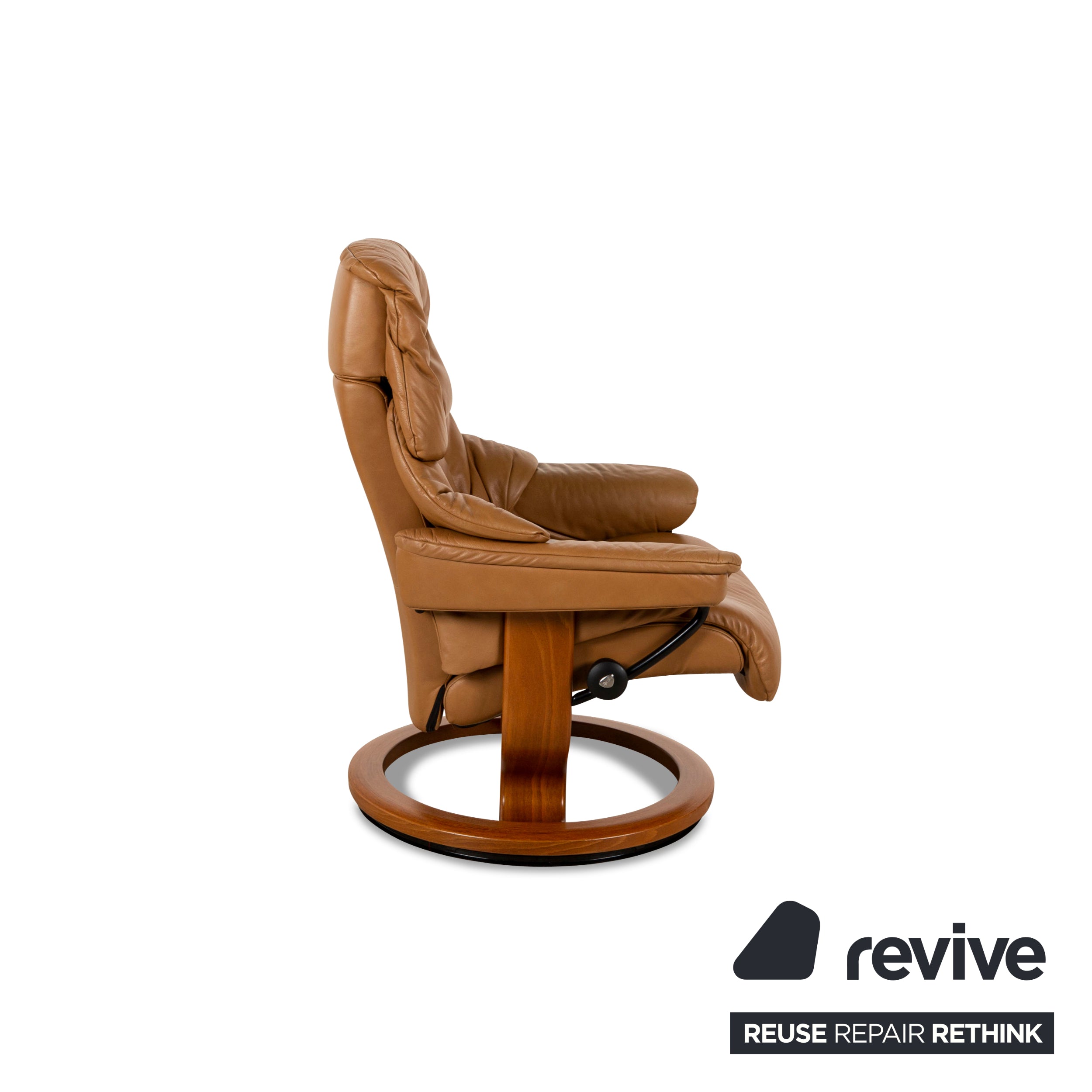 Fauteuil en cuir Stressless Reno marron fonction manuelle avec tabouret