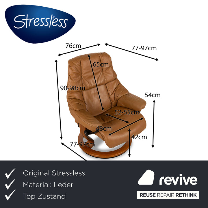 Stressless Reno Leder Sessel Braun manuelle Funktion inkl. Hocker