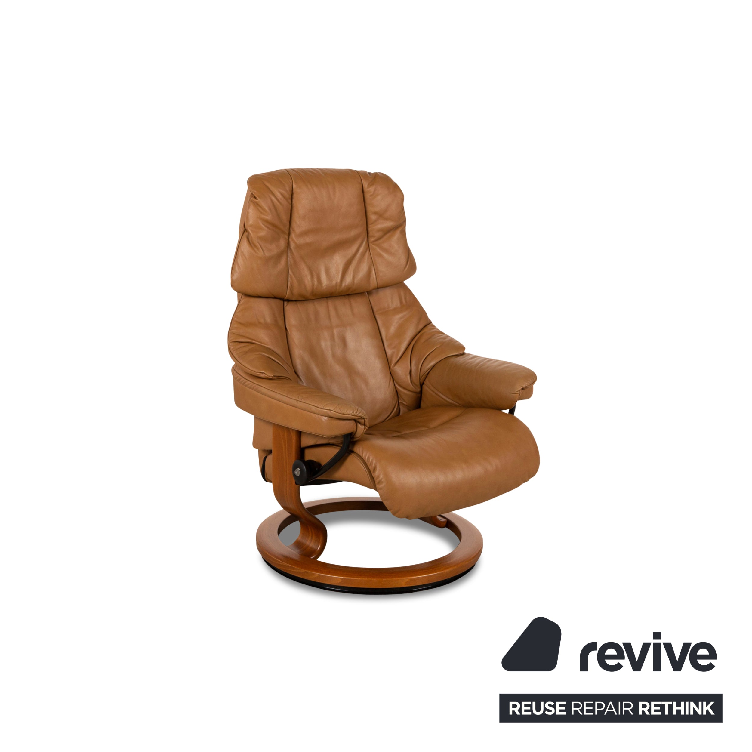 Fauteuil en cuir Stressless Reno marron fonction manuelle avec tabouret