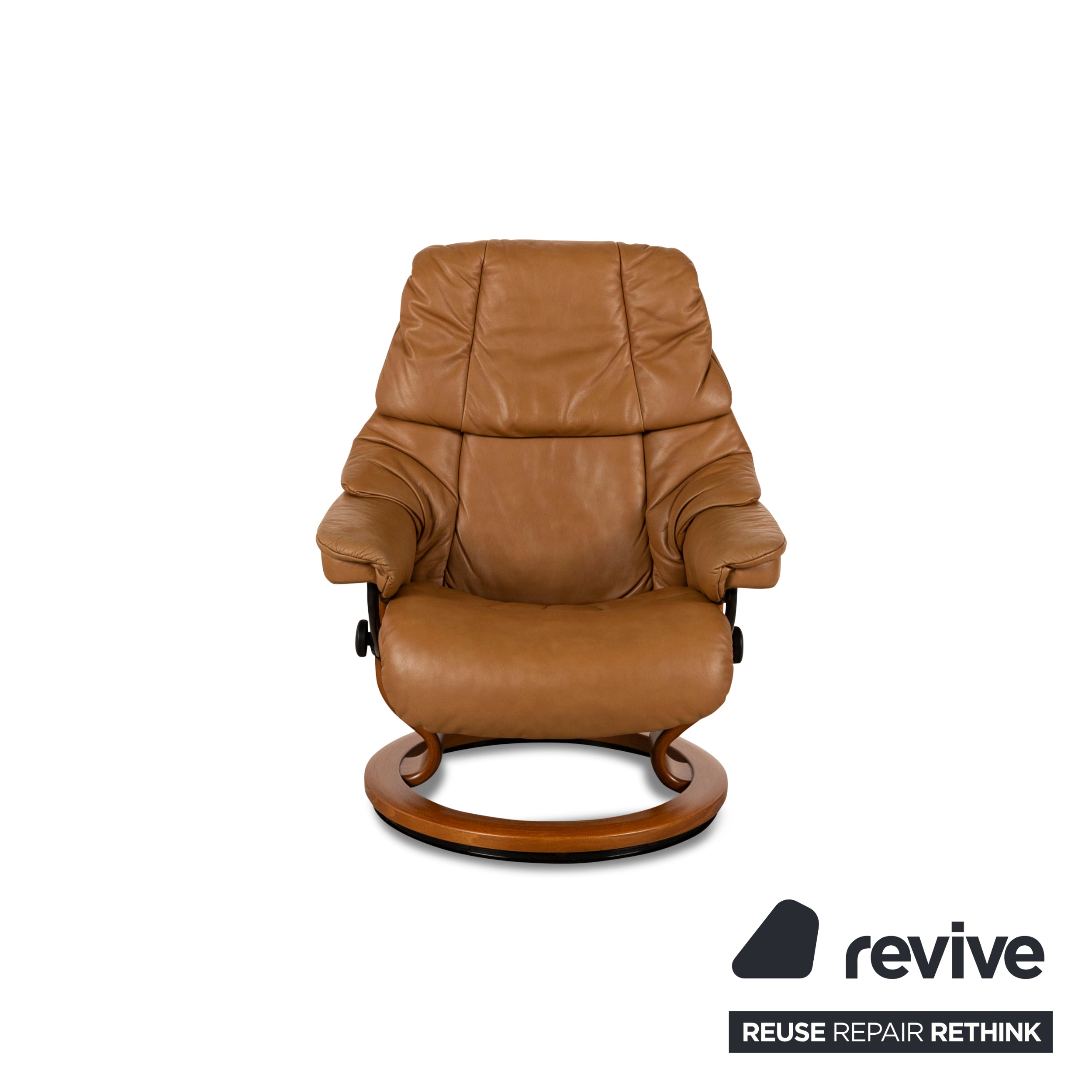 Fauteuil en cuir Stressless Reno marron fonction manuelle avec tabouret